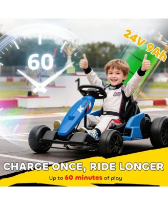 24V Electric Go Kart, Kids Drift Kart with Dual 150W Motors,