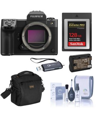GFX 100 II Medium Format Mirrorless Camera, Bundle with 128GB Type-B Memory Card, NP-W235 Battery, Shoulder Bag, OTG Card Reader and Cleaning