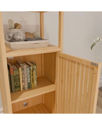 41" Bamboo Storage Locker with Door & Shelf, Large Capacity Slim Cabinet