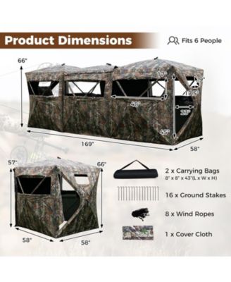 Double One-Way See-Through Ground Hunting Blinds for 2-6 People, Side-by-Side Shelter