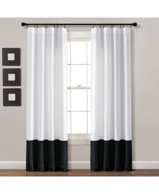 Milione Fiori Light Filtering Window Curtain Panels Set 42"W x 84"L White & Black - White Curtains For Bedroom
