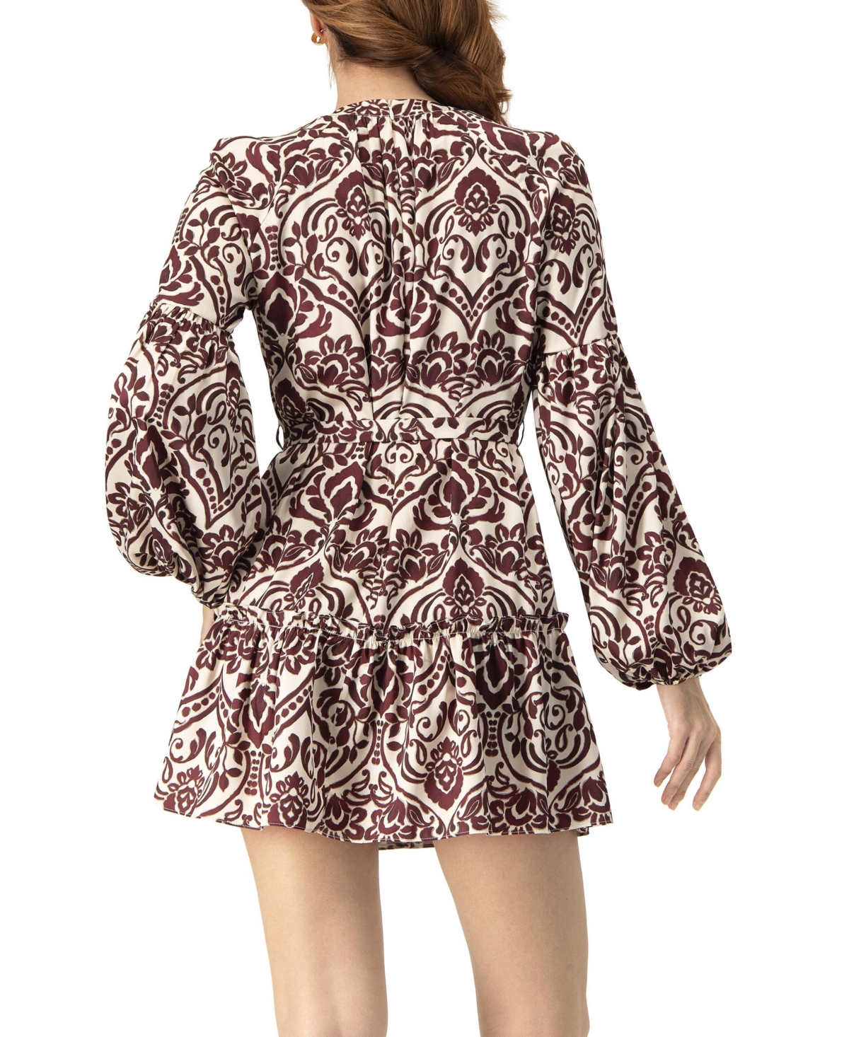 Ivonne Women's Puff Sleeve Abstract Print Short Dress