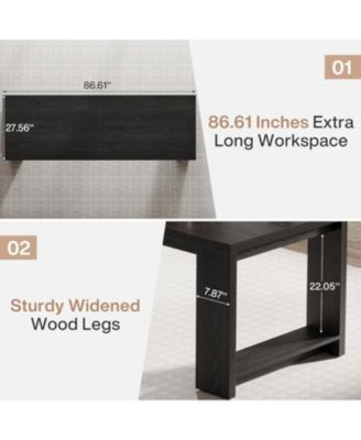 2 Person Desk, 86.6 Inches Extra Long Desk, Double Computer Writing Table, All Wood Large Desks Workstation for Home Office