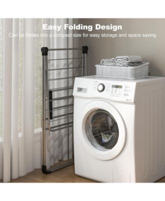 2-Tier Folding Laundry Drying Rack with Aluminum Frame, Clothes Rack