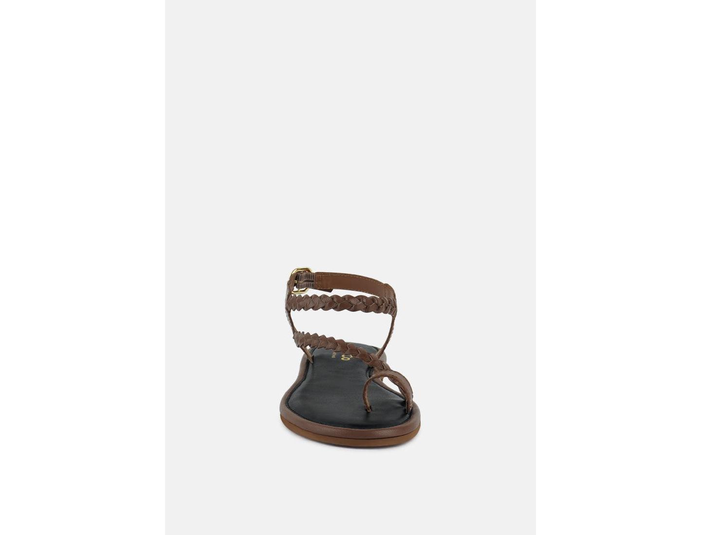 Женские сандалии Rag & Co Stallone Braided Flat, цвет: Бежевый / Хаки — фото 7