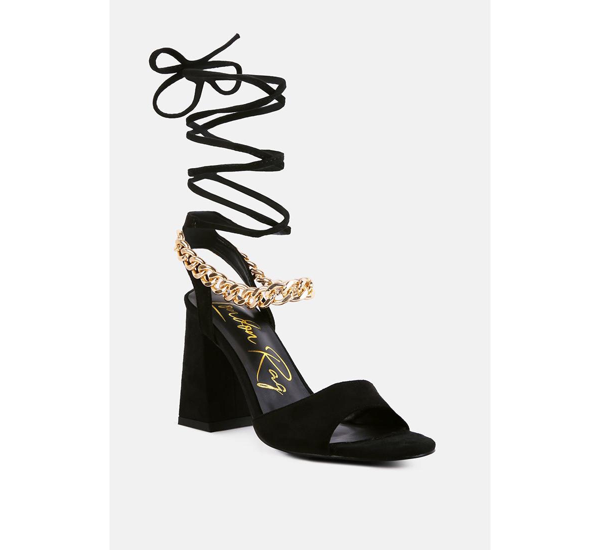 Womens Gone Gurl Metal Chain Lace Up Sandals