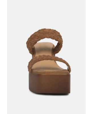 Misaki Womens Woven Suede Strap Platform Sandals