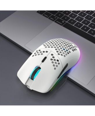 Honeycomb Hollow Wireless Gaming Mouse - Tri-Mode Wireless Mouse,Wired/2.4G/BT5.3 & 5 Adjustable DPI 800-3600, RGB Backlit,