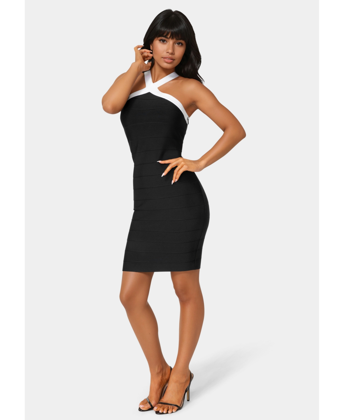 Bebe Womens Halter Bandage Dress