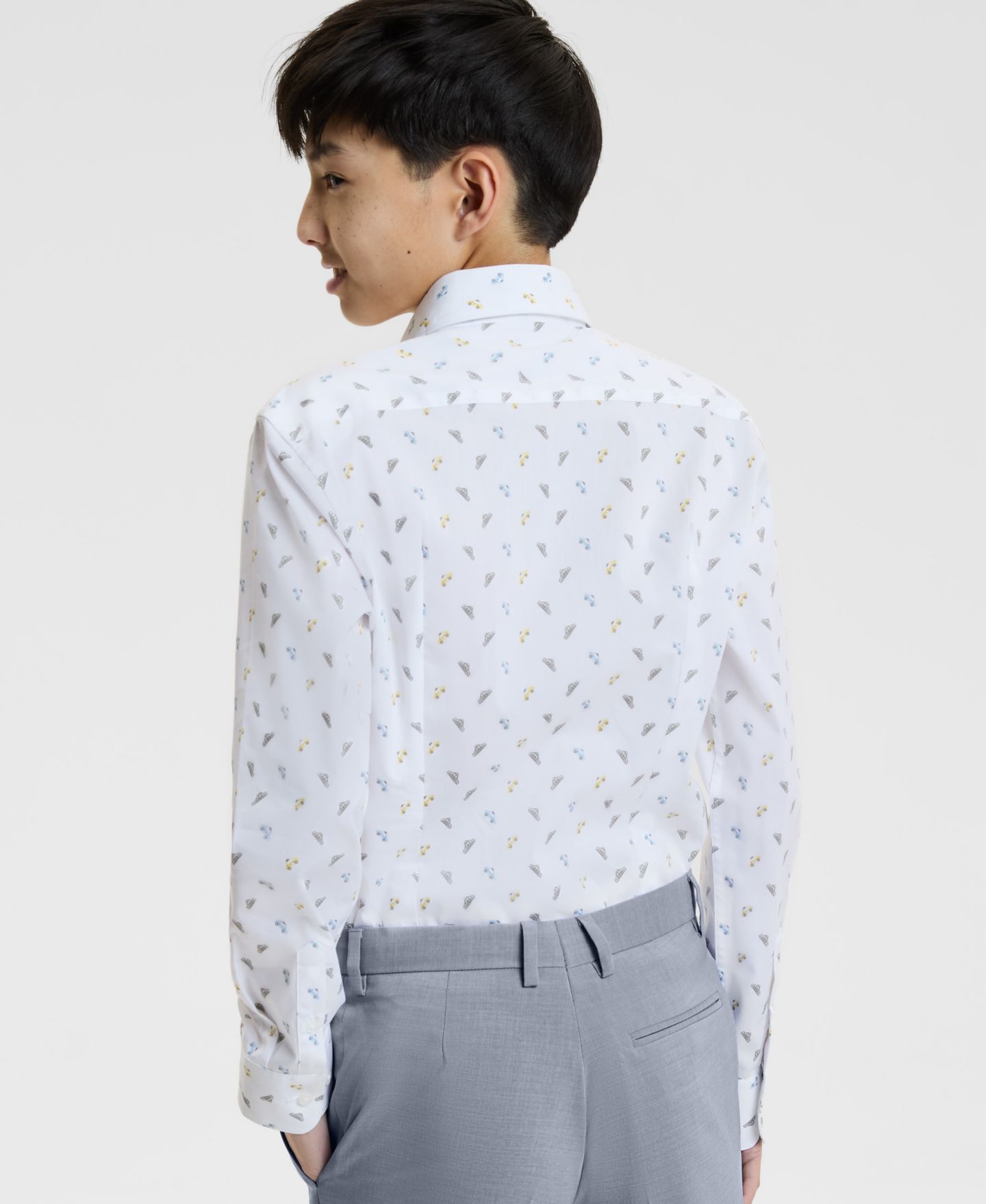 Рубашка Kenneth Cole Reaction City Scape Spread Collar Shirt для мальчиков, цвет: Серый — фото 3