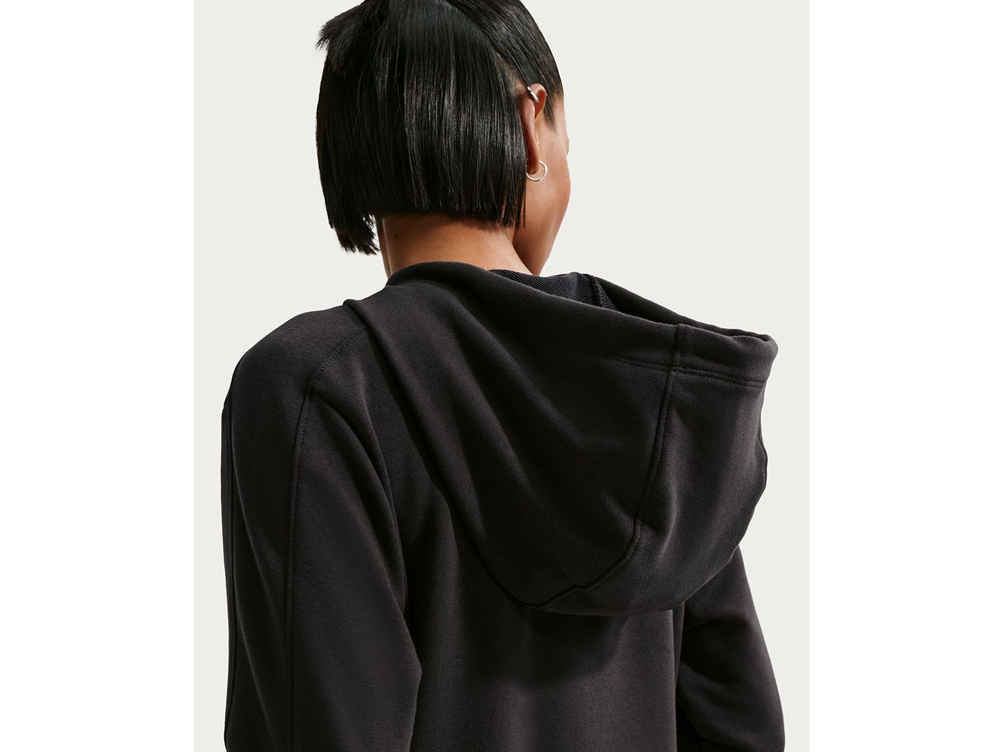 Женское худи Nike Pro Dri-FIT French Terry Pull-On, цвет: Чёрный / Белый — фото 4