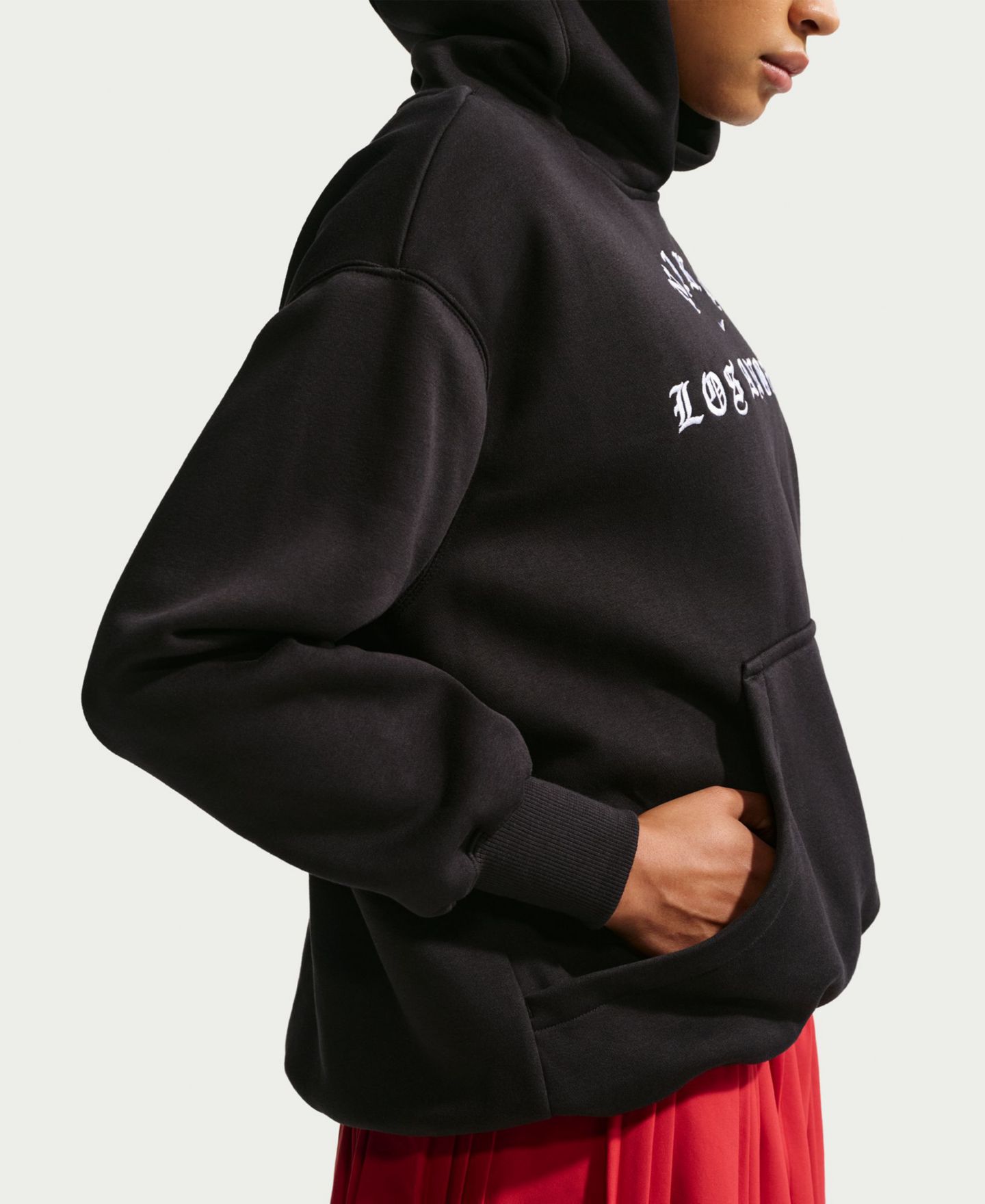 Женское худи Nike Sportswear Phoenix Fleece Oversized Los Angeles Pullover, цвет: Чёрный / Белый — фото 3