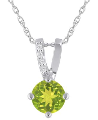 Macy's - Peridot (7/8 ct. t.w.) & Diamond Accent Necklace in 10k White Gold (Also Available in Multi-Stones)