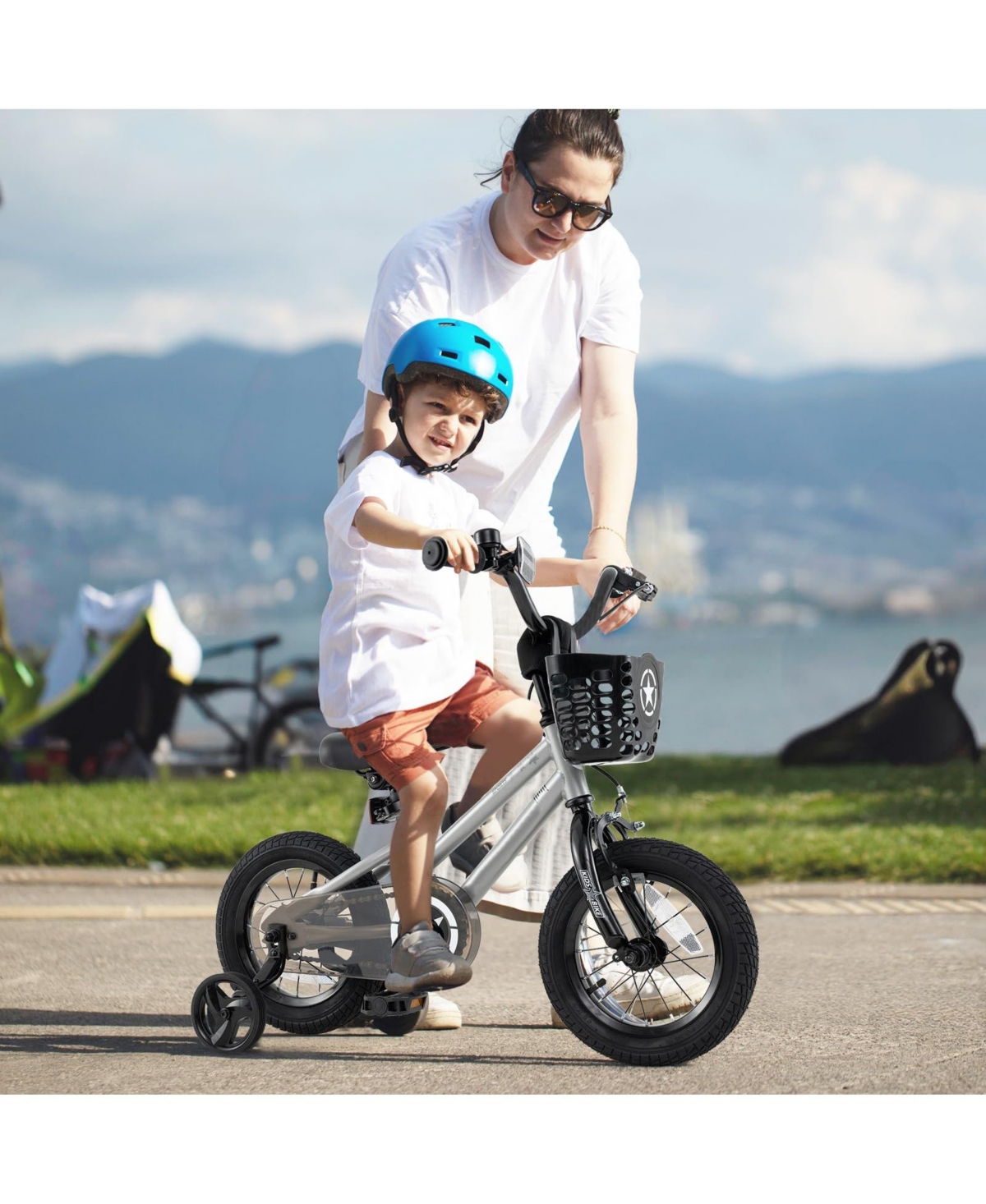 Mecale Kids Bike with Basket and Training Wheels for Children