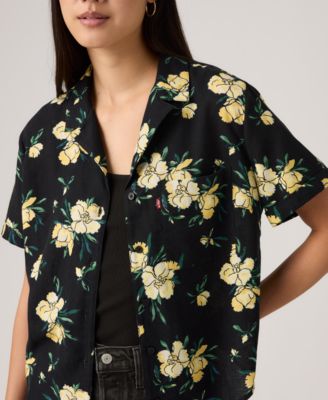 Women's Printed Short-Sleeve Camp Shirt