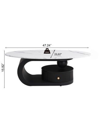 Modern Nesting Coffee Table Set of 2 - Oval and Round Table Set