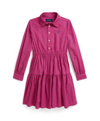 Girls' 2T-6X Floral Long-Sleeve Poplin Shirt Dress