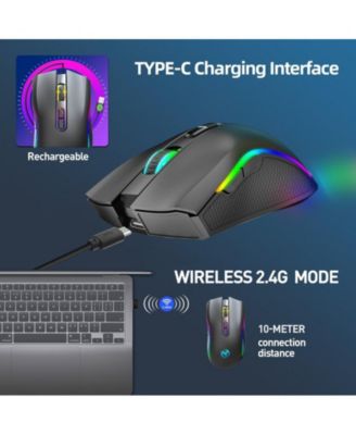 RGB Wireless Gaming Mouse - 6-Speed DPI (Up to 4800), 650mAh Rechargeable, Ergonomic for Gaming/Office, Easy-to-Use for Gamers/Professionals