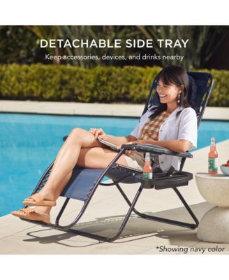 Oversized Zero Gravity Chair, Folding Outdoor Patio Lounge Recliner w/ Cup Holder