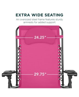 Oversized Zero Gravity Chair, Folding Outdoor Patio Lounge Recliner w/ Cup Holder