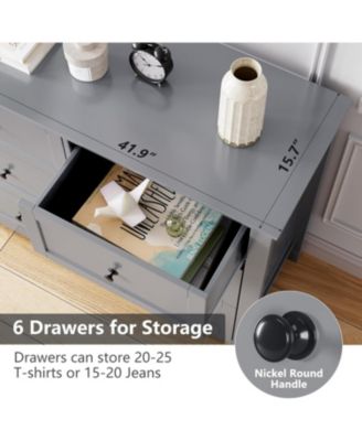 coucheta 6 Chest of Drawer Dresser, Modern and Stylish Dresser, Deep Drawers and Nickel Round Handle