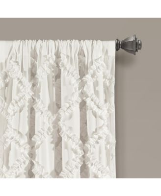 Ruffle Diamond Window Curtain Panels Pair 54"W x 63"L White - Ruffle Curtains for Living Room - Light Filtering Curtains - White Drapes