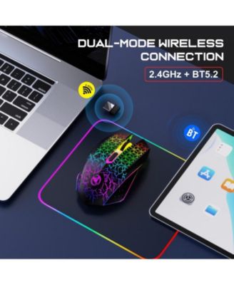Dual Mode Wireless Gaming Mouse 2.4G and Bluetooth 5.2 RGB Silent 3 Speed DPI