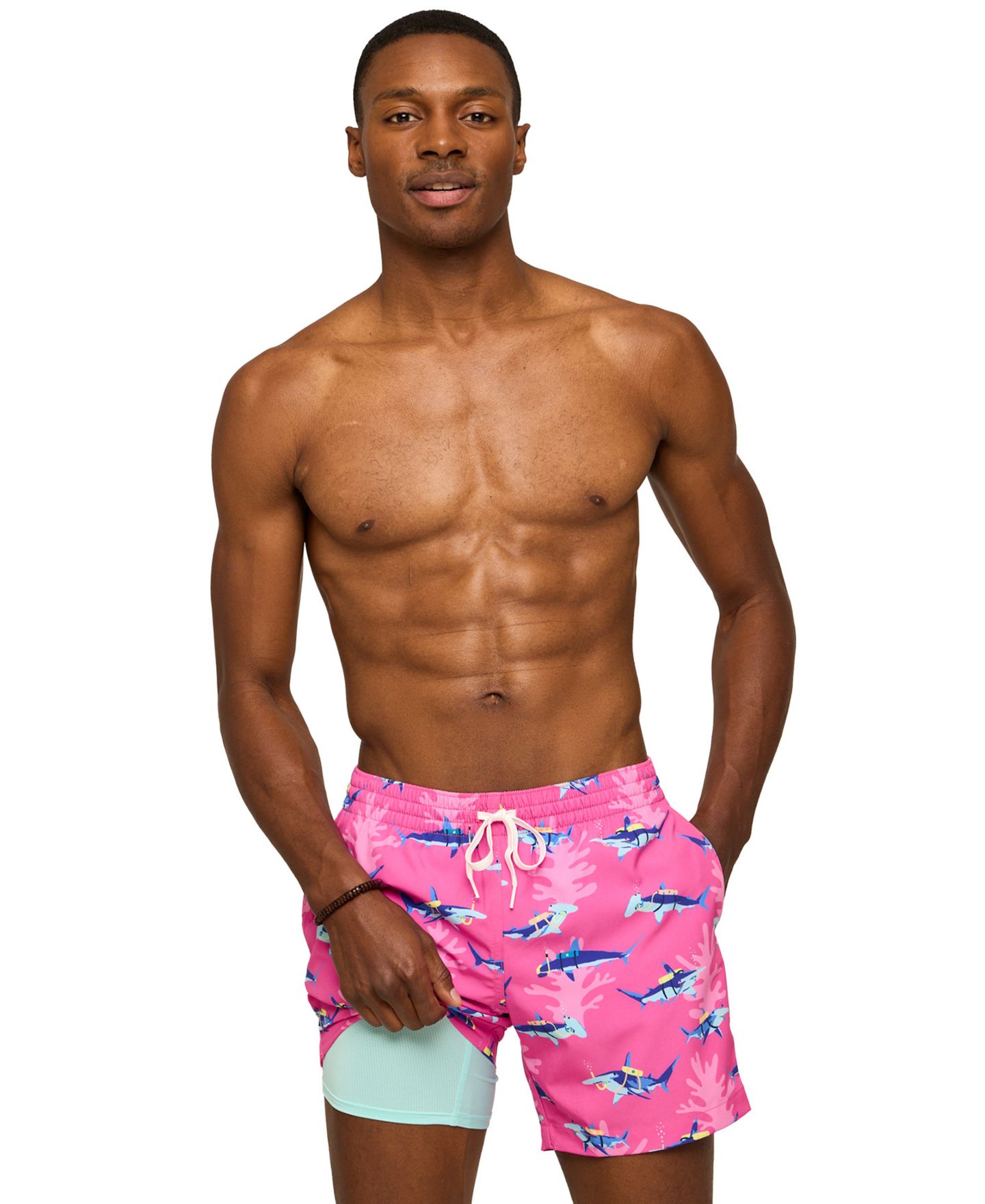Плавки The Great Pink Sharks 5.5" для мужчин — Chubbies, цвет: Яркий розовый — фото 1