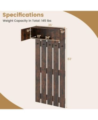 Mounted Wall Rack for Coats, Hats, and Entryway Storage