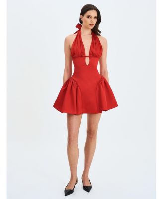 Women's Peyton Ruby Plunging Halter Keyhole Mini Dress
