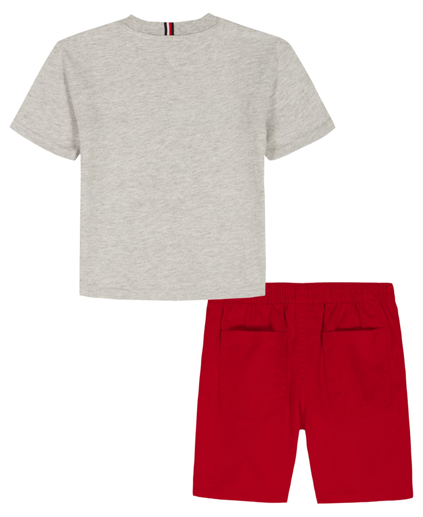 Детский комплект Tommy Hilfiger: футболка и шорты, 2T-7, цвет: Платиновый меланжевый / Красный — фото 4