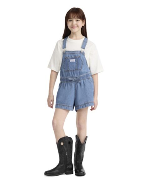 Детский полукомбинезон Levi's с нагрудником, для девочек 7-16 лет, цвет: Средний синий