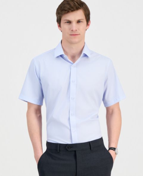 Мужская рубашка Dylan Park Slim-Fit Performance Four-Way Stretch Short-Sleeve Dress Shirt, цвет: Синий