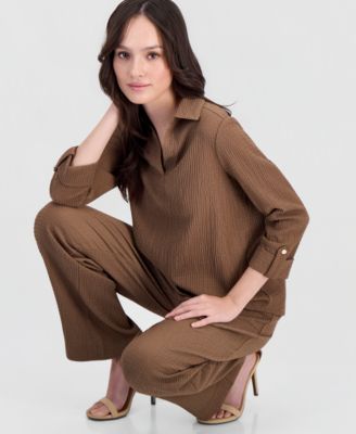 Petite Johnny Collar 3/4-Sleeve Top