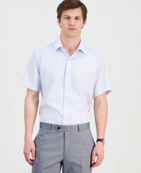 Мужская рубашка Dylan Park Slim-Fit Performance Four-Way Stretch Short-Sleeve Dress Shirt, цвет: Белый однотонный