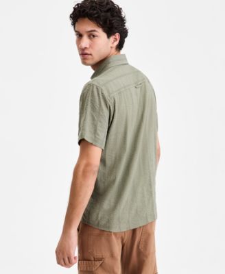 Men's Textured-Stripe Short-Sleeve Shirt