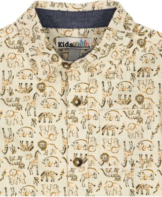 Boys' 2T-5T Short-Sleeve Dino Print Poplin Shirt & Cargo Shorts, 2-Peice Set