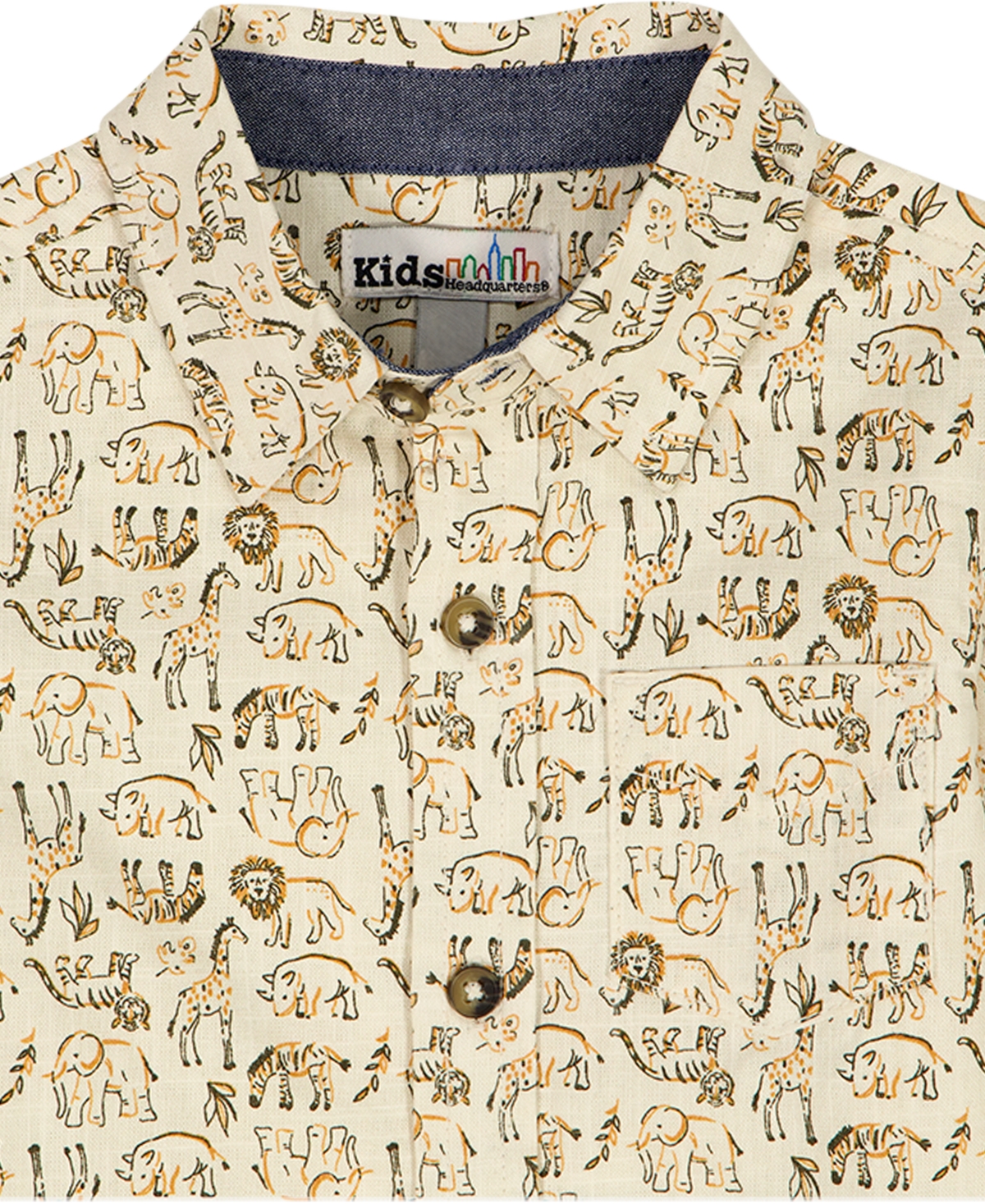 Kids Headquarters Boys' 2T-5 Short-Sleeve Dino Print Poplin Shirt & Cargo Shorts, 2-Peice Set