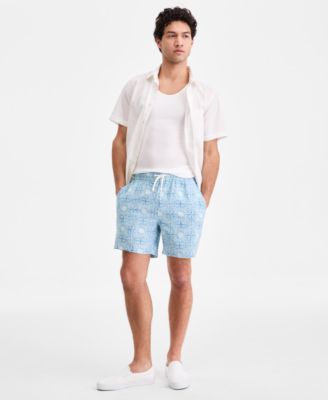 Men's Printed Linen Blend 6" Pull-On Shorts