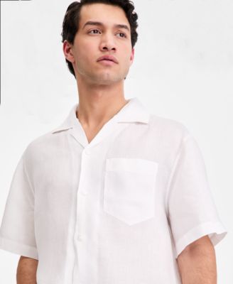 Men's Cotton Jacquard Short-Sleeve Camp Shirt