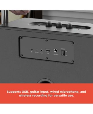 80W Wireless Speaker, Bluetooth/USB/AUX, Guitar & Mic Inputs, Metallic Finish and Grill For Powerful Sound – Model 4001985