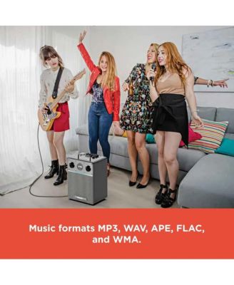 110W Wireless Speaker, Bluetooth/USB/AUX, Guitar & Mic, LED Lights Metallic Finish and Grill For Powerful Sound – 4001986