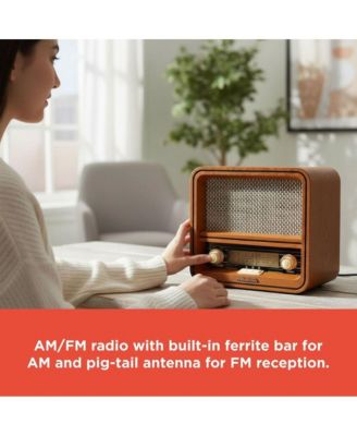 Retro AM/FM Radio, Vintage and Classic Wood Style, Bluetooth, Dual 5W Speakers – 4001796
