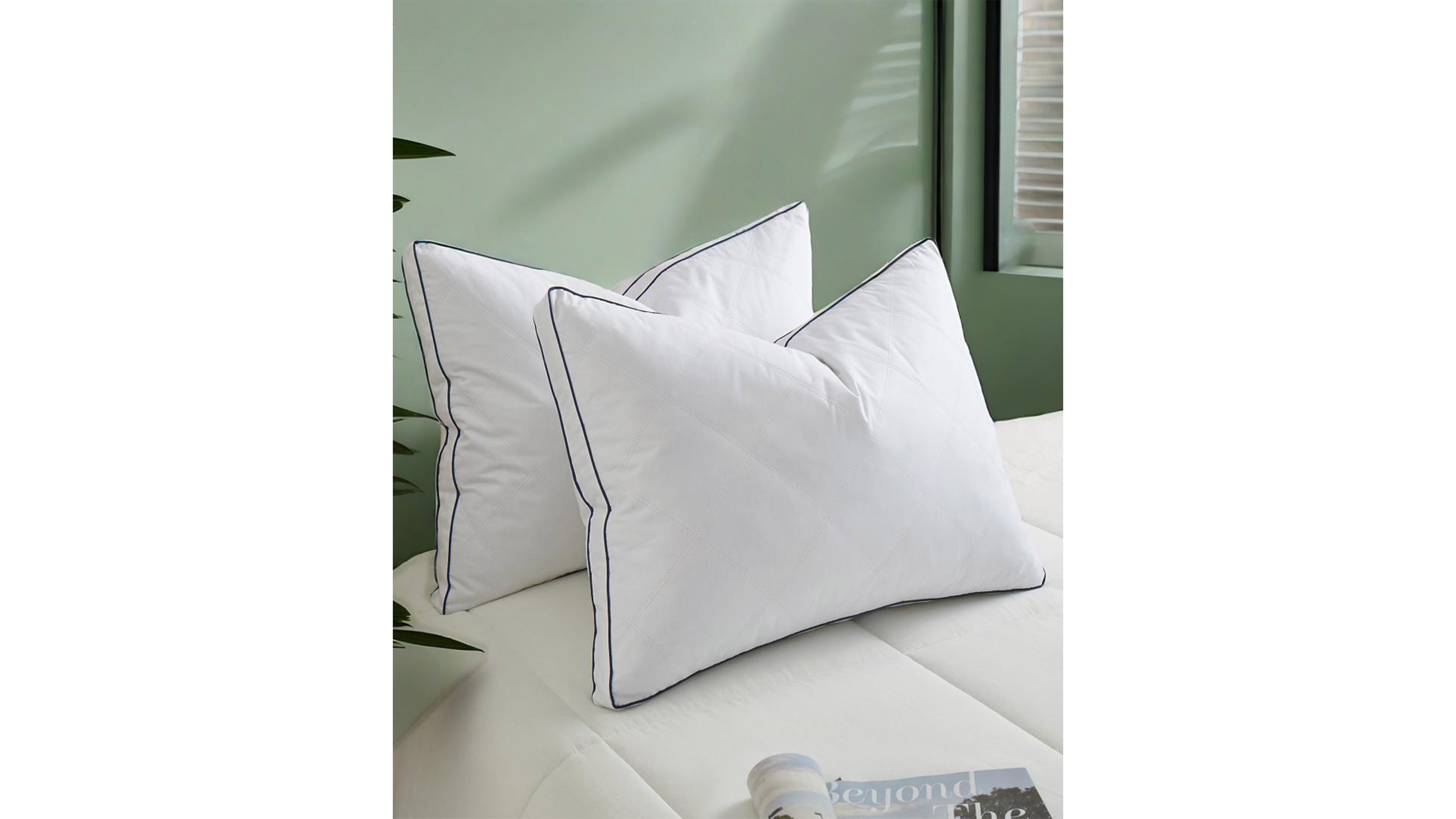 Unikome Quilted Goose Down Feather 2-Pack Pillows, King