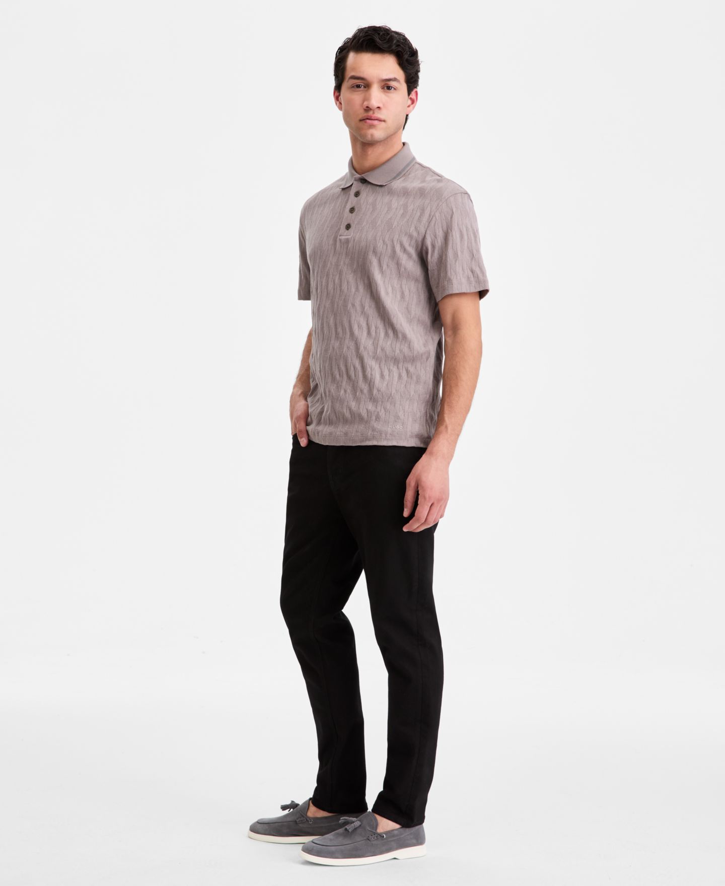 Мужское поло Hugo Boss Cotton Jacquard Short-Sleeve Polo Shirt, цвет: Пастельный коричневый — фото 2