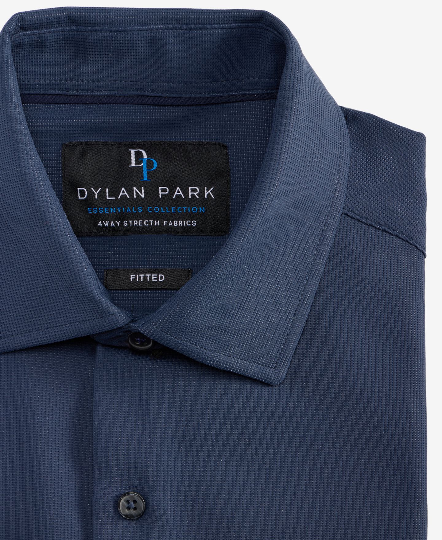 Мужская рубашка Dylan Park Slim-Fit Performance Four-Way Stretch Dress Shirt, цвет: Тёмно-синий — фото 6