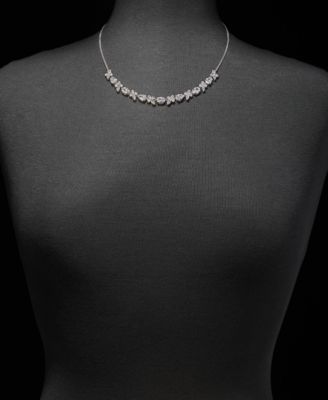 Cubic Zirconia Cluster Statement Necklace, 16" + 3" extender