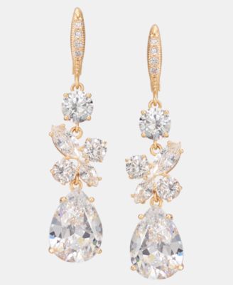 Cubic Zirconia Cluster Triple Drop Earrings