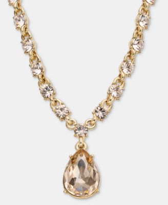 Cubic Zirconia Pear-Shape Pendant Necklace, 16" 