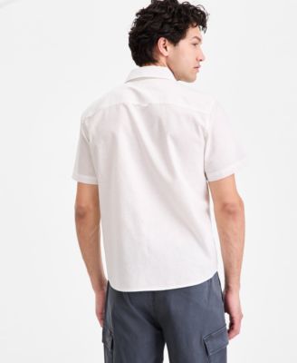 Men's Devin Linen Blend Woven Short-Sleeve Shirt